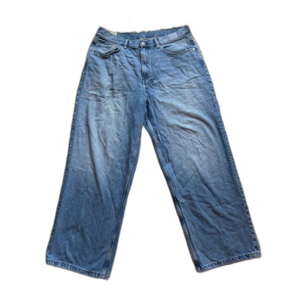 H&M Baggy Jeans Light Blue Wash Loose Wide Leg Denim Men's 36x30